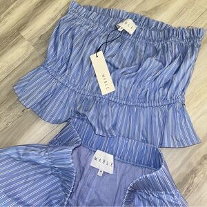 NWT MABLE striped tube Top & Shorts Set
